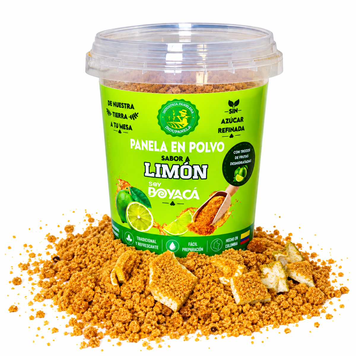 Panela en Polvo sabor a Limón con Trozos de Frutas