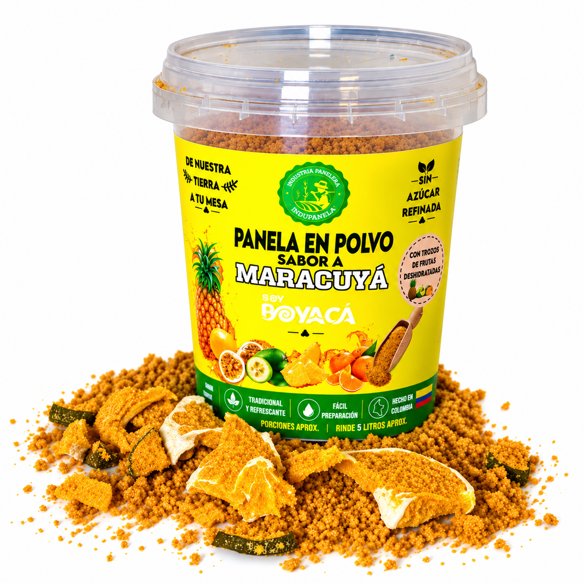 Panela en Polvo sabor a Maracuyá con Trozos de Frutas